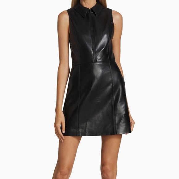 Alice and Olivia Ellis Zip-Front Vegan Leather Minidress - Picture 3 of 15